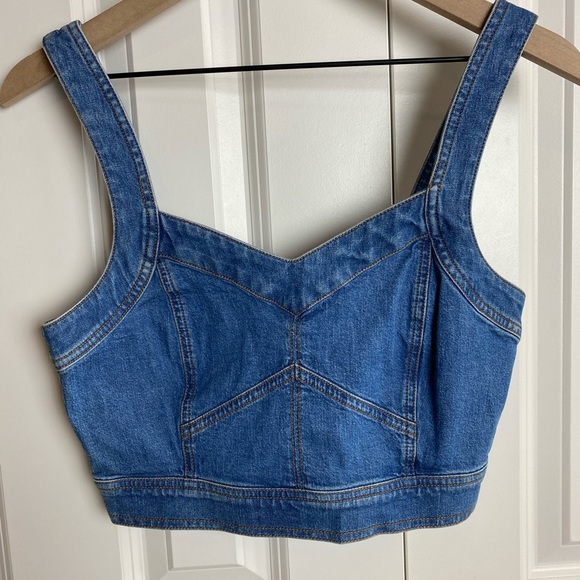 Madewell Cotton-Hemp Denim Supercrop Tank Top in Gabler Wash - Picture 9 of 15